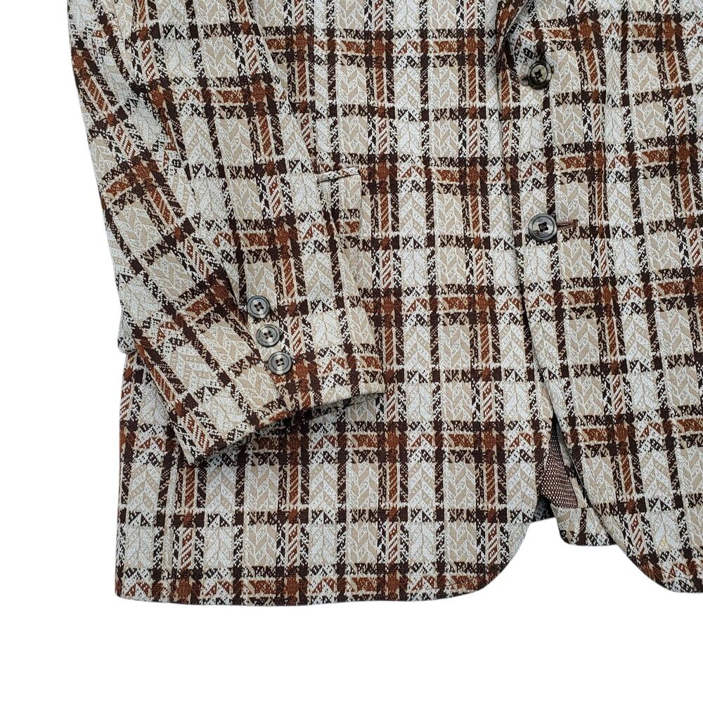 Vintage Tartan Plaid Blazer Retro Mod 70s Sport Coat Jacket Orange Check 46x31 - Picture 5 of 15